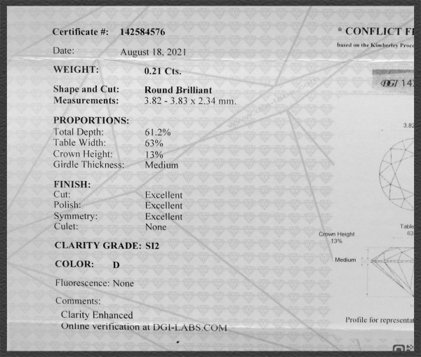 Brillant 585 Gold Stecker 0,42ct, Si2; DGI Zertifikat